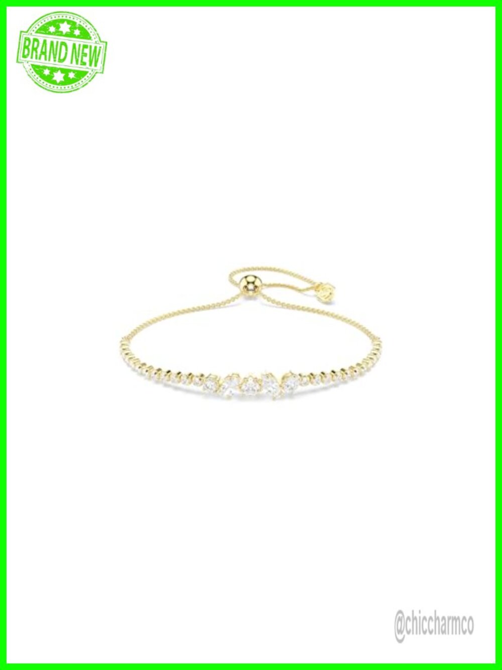 Swarovski Mesmera Bracelet Mixed Cuts 18K Gold Finish Crystal Chain